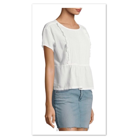 Current/Elliott Tops - Current / Elliott Cotton Pintuck Ruffle Top in Star White, XS NWT